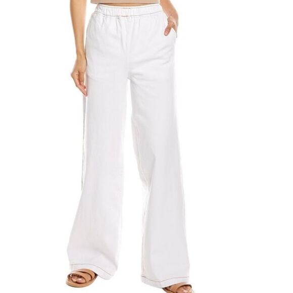 We Wore What Straight Leg Pull On Stretch Twill Denim Classic White Size Large - Picture 1 of 7